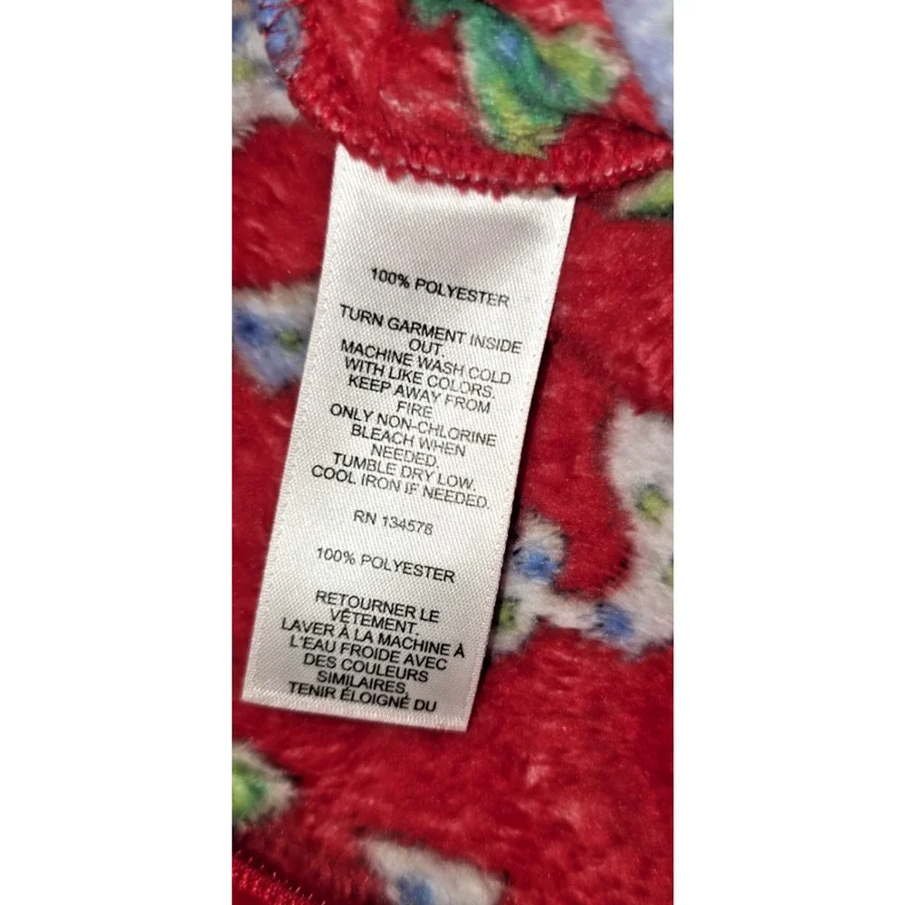 Vineyard Vines Martha’s Vineyard Red Fleece Hooded One-Piece Pajama M Xmas Tree